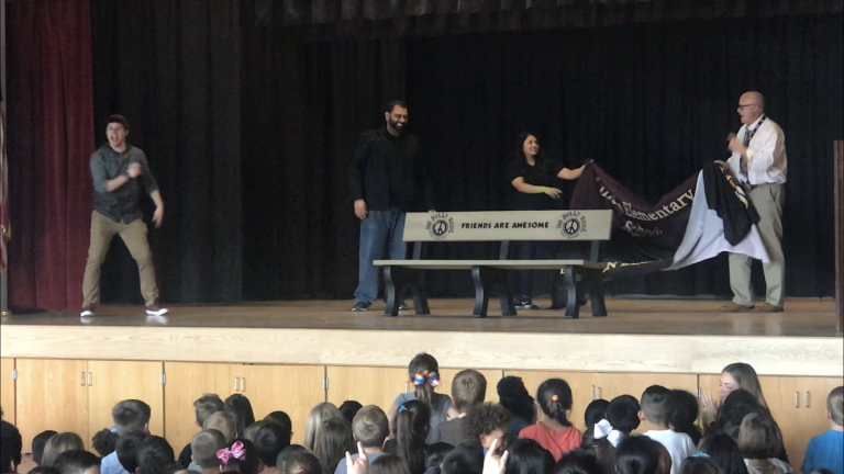 Lincoln Elementary unveils ‘Buddy Bench’ at anti-bullying assembly