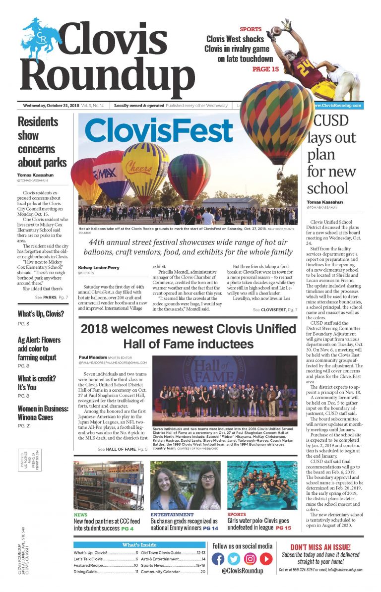 Clovis Roundup – October 31, 2018
