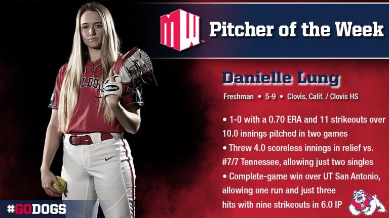 Former Clovis High pitcher Danielle Lung is the Mountain West Pitcher of the Week