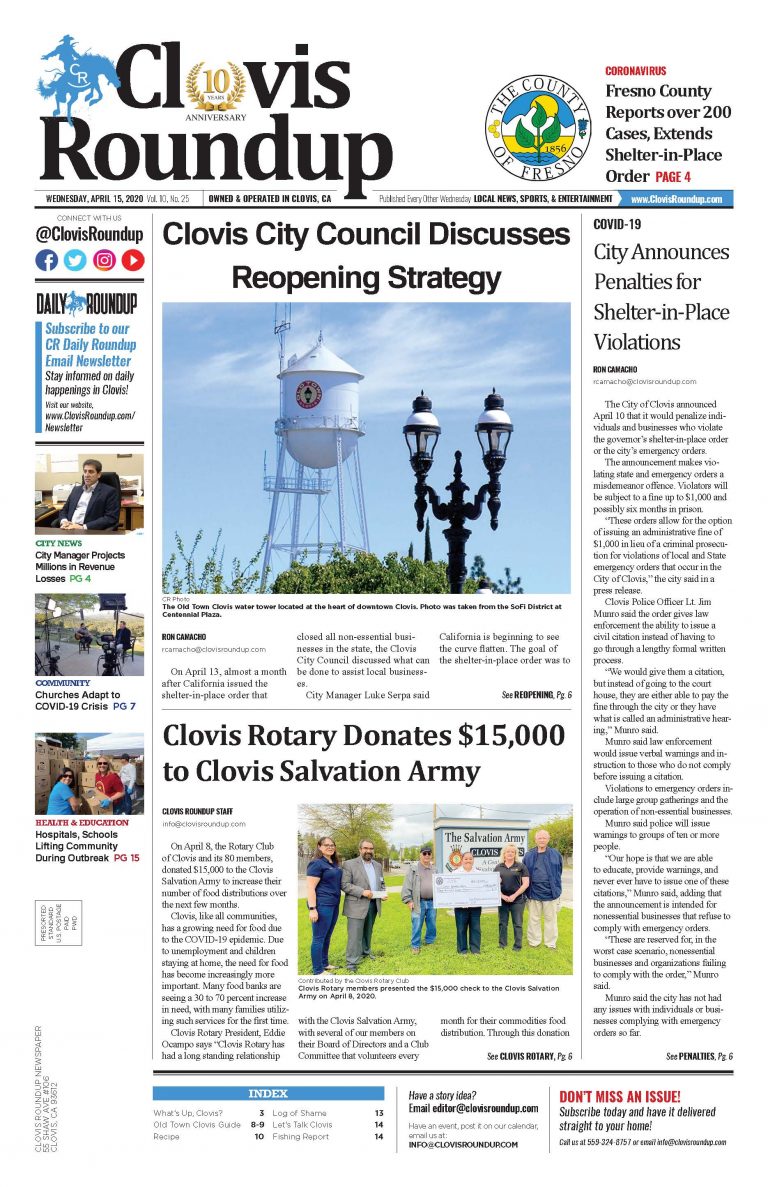 Clovis Roundup – April 15, 2020
