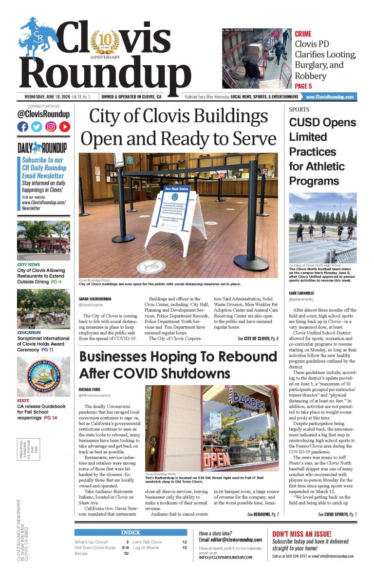 Clovis Roundup – June 10, 2020