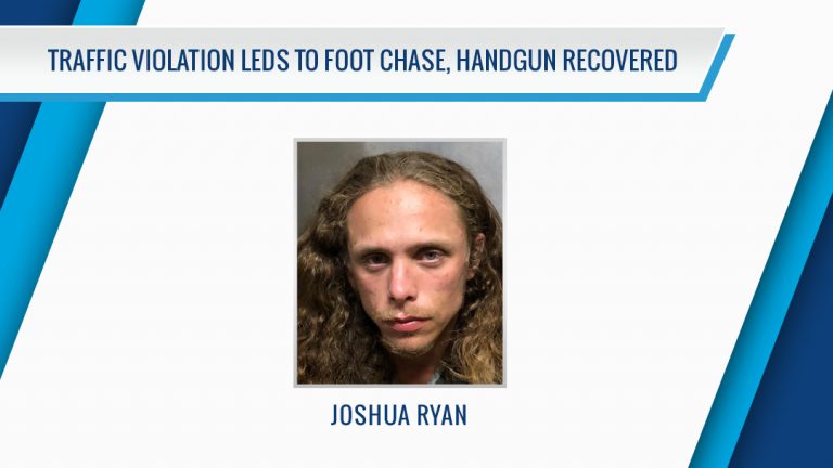 Traffic violation leads to foot chase, handgun recovered