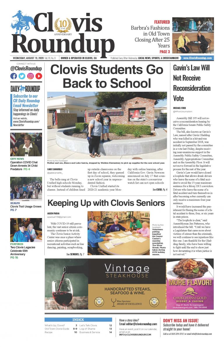 Clovis Roundup – August 19, 2020